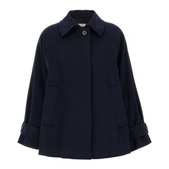 Alberto Biani Single-Breasted Coats, female, Blue, S, Caban Coat