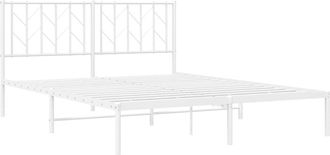 vidaXL Estructura Cama Sin Colch&oacute;n Con Cabecero Metal Blanco 150x200cm Vidaxl