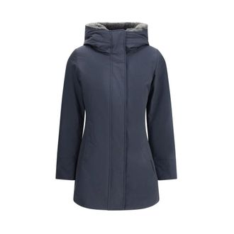 Woolrich Winter Jackets, female, Blue, Size: XS Boulder Down Jacket with Faux Fur