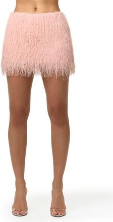 Naked Wardrobe Fringe Miniskirt in Peach at Nordstrom, Size X-Large