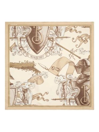 Burberry Etched Knight printed silk scarf - unisex - Silk - OS - Neutrals