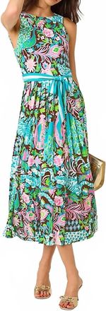 Lilly Pulitzer Gracyn Midi Dress In Multi Royal Zoo Engineered