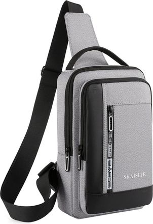 Generic Durable Solid Color Cloth Messenger Crossbody Bag for Men Outdoor Leisure Chest Shoulder Pack (GY1, One Size)