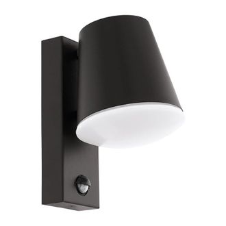 Eglo Applique Esterno Sensore Caldiero Metallo Grigio Policarbonato Bianco E27