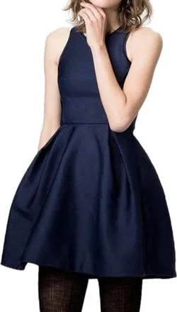 Maje Navy textured Fit & Flare Mini Dress Size M