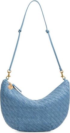 Clare Vivier Lune Woven Zig Zag Leather Shoulder Bag in Dusty Blue at Nordstrom