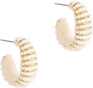 Deepa Gurnani Davon Beaded Hoop Earrings in Ivory at Nordstrom Rack