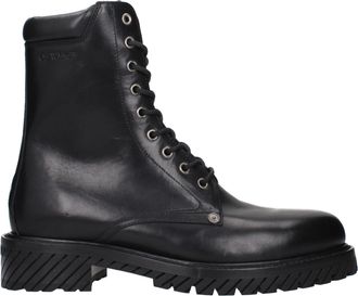 Off-white Black Leather Ankle Mens Boots