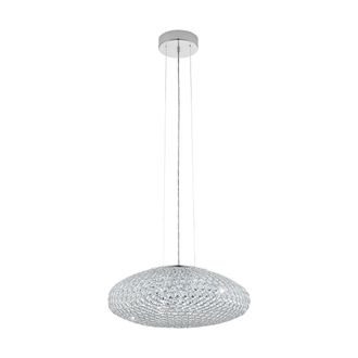Eglo Eglo - Lampadario A Sospensione Moderno Clemente Acciaio Cromo Cristallo 3 Luci E27