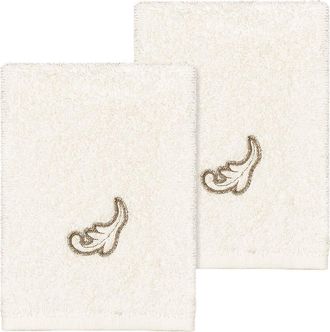 Linum Home Textiles 100% Turkish Cotton April 2Pc Embellished Washcloth Set