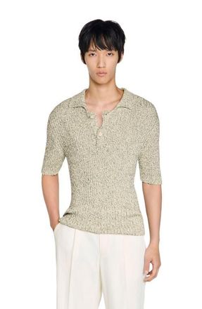 Sandro Marl cotton knit polo shirt in White /Black at Nordstrom, Size Xx-Large