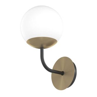 Top-Light Applique Moderna Clear Metallo Nero e Ottone Vetro Bianco 1 Luce E27