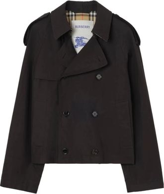 Burberry Cropped Tropical Gabardine Leadenham Trenchcoat - Heren - Trenchcoats - Zwart - XL - Katoen - Jassen