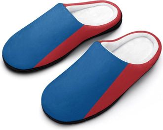 Generic Mongolia National Flag Cotton Slippers for Women Memory Foam Comfy House Shoes with Anti-Skid Rubber Sole