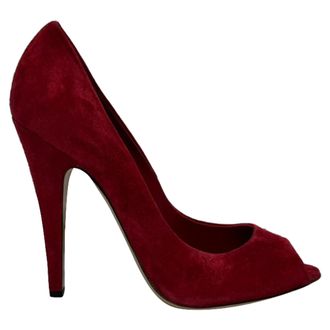 Casadei Pre-owned Womens Peep-Toe Pumps in Burgundy Suede - Size UK 7