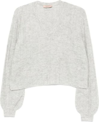 Twin-Set Maglione con scollo a V - Grigio