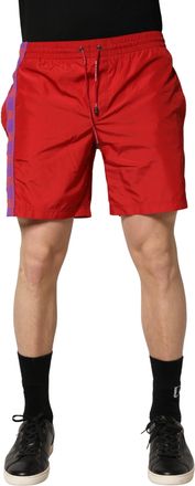 Dolce & Gabbana Red Polyester Men Drawstring Shorts Mens Swimwear