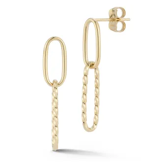 Ember Fine Jewelry 14K Gold Paperclip Link Drop Earrings