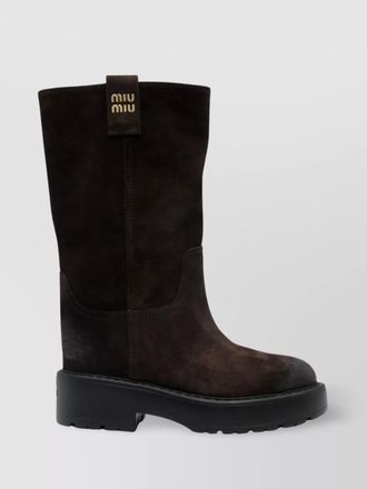 Miu Miu chunky sole suede mid-calf boots
