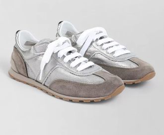 Brunello Cucinelli city sneakers metallic finish suede accents rubber