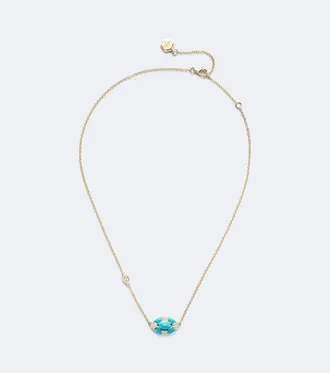 Shay Jewelry Collar Riviera de oro de 18 ct con turquesa y diamantes