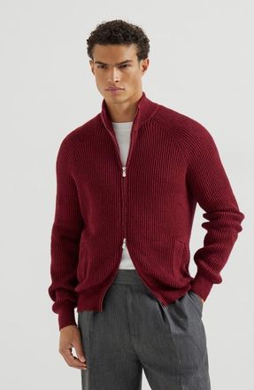 Brunello Cucinelli Malfil&eacute; cotton cardigan in Cherry at Nordstrom, Size 50 It