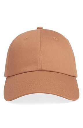 Favorite Daughter Cotton Twill Leather Strap Baseball Cap in Camel at Nordstrom