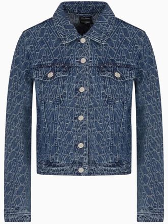 A|X Armani Exchange Denim jack met all-over logoprint - Blauw