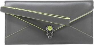 Bulgari Pre-owned Clutches, female, Gray, Size: ONE SIZE Pre-owned Leather Clutch
