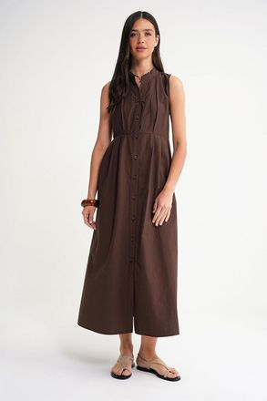Mixray Geknoopte Tippet Kraag Maxi Jurk