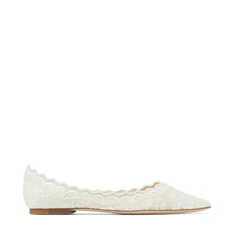 Jimmy Choo London Womens Love Flat Ivory Ballerina Flats, Brand Size 35 ( US Size 5 )