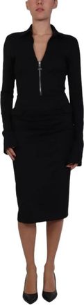 Patrizia Pepe Midi Jurk - Dames - Casual kleedjes - Zwart - 3XL - Kleedjes