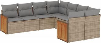 vidaXL Vidaxl - Juego De Sof&aacute;s De Jard&iacute;n Con Cojines Beige 8 Pzas Rat&aacute;n Pe