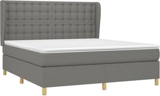 vidaXL Vidaxl - Cama Box Spring Con Colch&oacute;n Tela Gris Oscuro 180x200 Cm