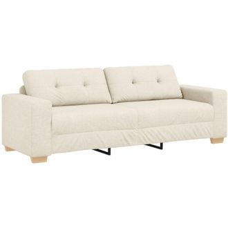 vidaXL Sofa with Cushion with Pillow Beige 220 x 78 x 84 cm Linen vidaXL