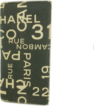 Chanel Black White Canvas Long Wallet (Bi-Fold) (Pre-Owned)
