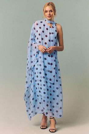 endless rose Polka Dot One-Shoulder Maxi Dress