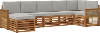 vidaXL Conjunto De Sof&aacute;s De Exterior 6 Uds. Natural Y Gris Claro Vidaxl