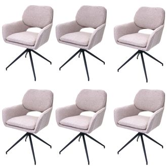 Hhg Juego De 6 Sillas De Comedor Hhg 638, Silla De Cocina, Giratoria Con Retorno Autom&aacute;tico, Tejido Boucl&eacute; (540 G/m&sup2;) Oeko-tex, Beige