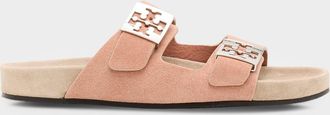 Tory Burch Mellow Suede Dual-Buckle Slide Sandals