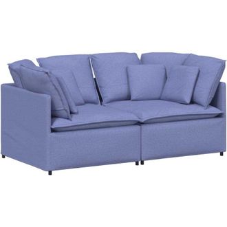 vidaXL Divano Modulare con Cuscini in Tessuto Jeans Blu - Vidaxl