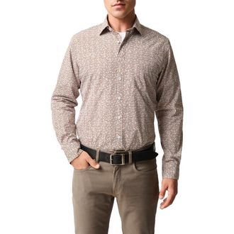 Rodd & Gunn Eastborne Sports Fit Dot Print Cotton Button-Up Shirt in Olive at Nordstrom, Size Xxx-Large