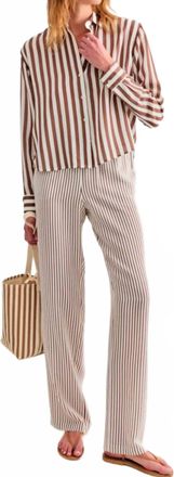 Kule Womens The Silk Fez Pants In White/brown Pants