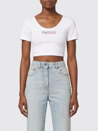 Fiorucci T-shirt cropped in jersey di cotone con logo stampato