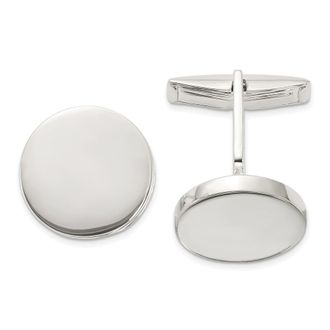 Diamond2Deal Sterling Silver Polished Round Cuff Links