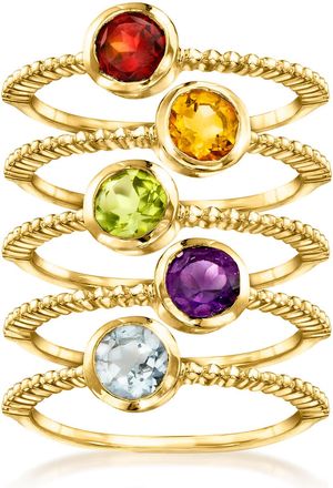 Ross-Simons 1.60 Multi-Gemstone Jewelry Set: 5 Rings in 18kt Gold Over Sterling