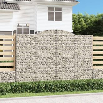 Berkfield Home Arched Gabion Baskets 2 pcs 300x50x200/220 cm Galvanised Iron in Silver
