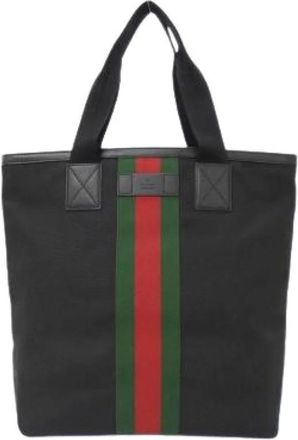 Gucci Pre-owned Tote Bags, male, Black, Size: ONE SIZE Pre-owned Canvas gucci-bags