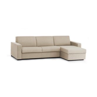 Talamo Italia Sof&aacute; Fijo Debora, Sof&aacute; De Esquina, 100% Made In Italy, Sof&aacute; Sala De Estar, Con Contenedor Reversible Peninsula, En Tela Acolchada, Con Reposabrazos De