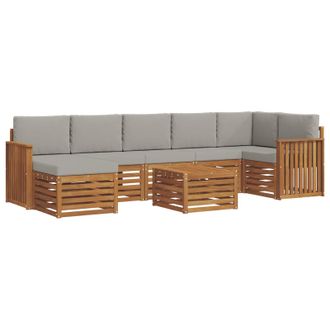 vidaXL Conjunto De Sof&aacute;s De Exterior 8 Pcs Gris Natural Y Claro Vidaxl